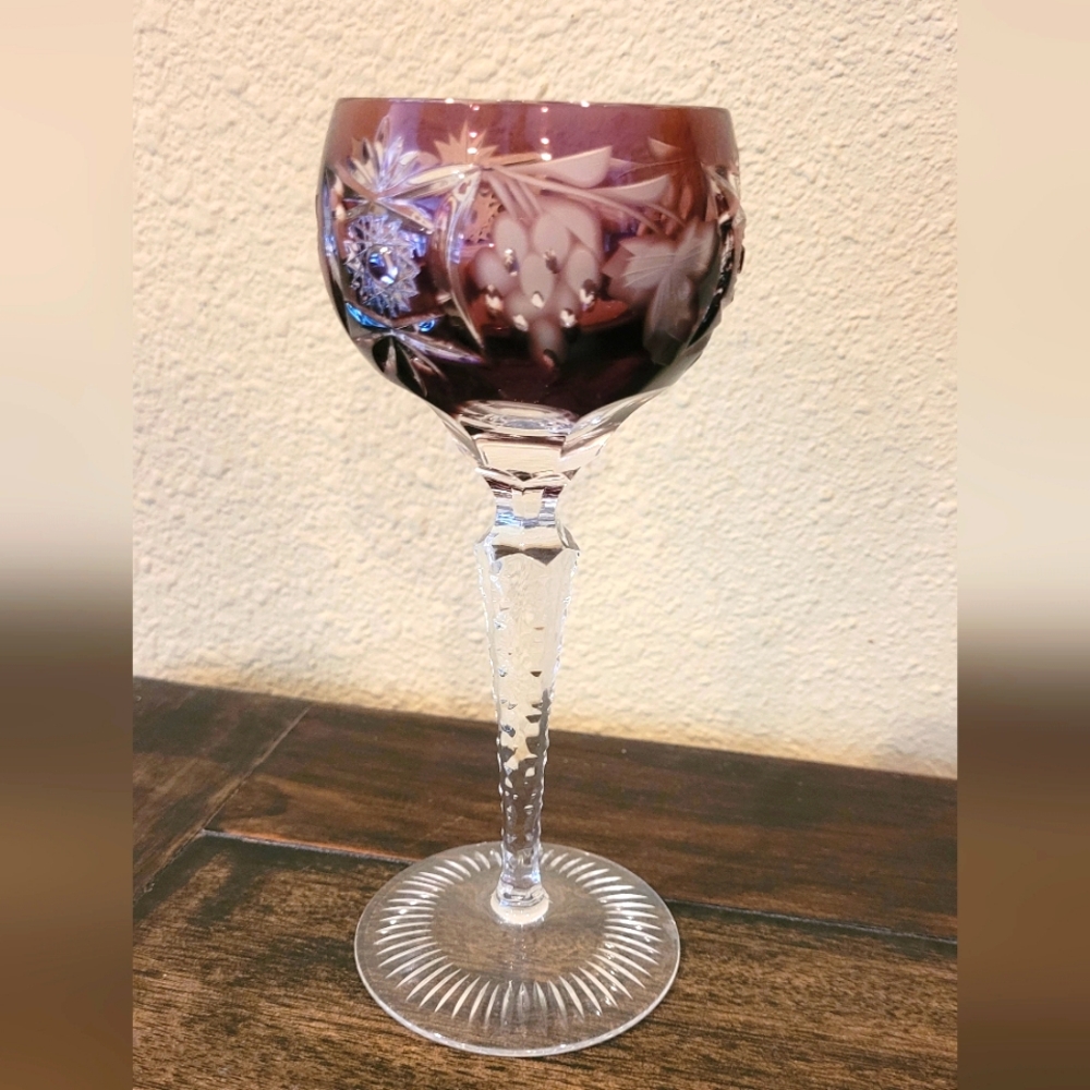 Vintage Nachtmann Crystal Handblown Colored Wine Glass